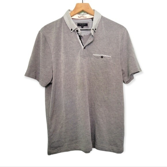 Ted Baker London Men's Gray Collared Shirt Size 5 Modal Blend - Picture 1 of 5